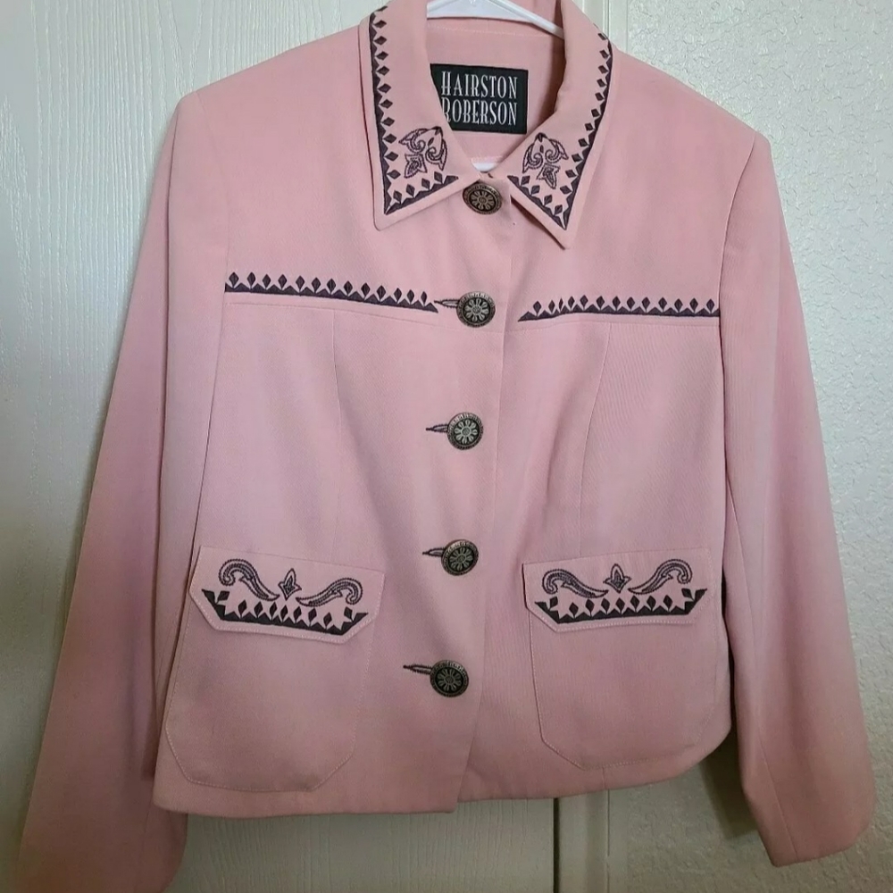 Hairston Roberson Blazer Pink Embroidered Size 6